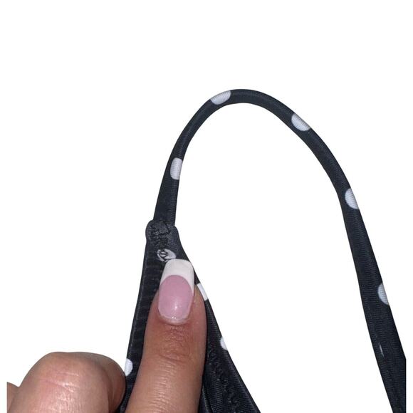 Polka Dot Bikini Set‎ Womens Size Medium Black V Neck Spaghetti Strap High Waist - Picture 3 of 8